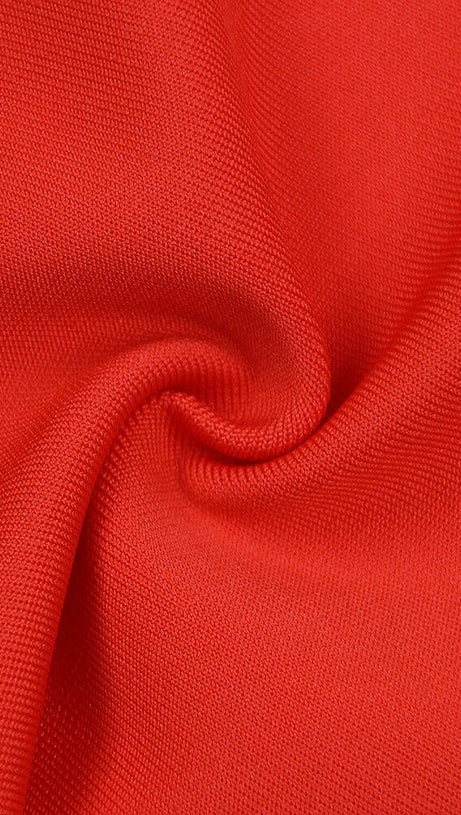 MINI ABITO CON BORDI IN PIUME ROSSE 