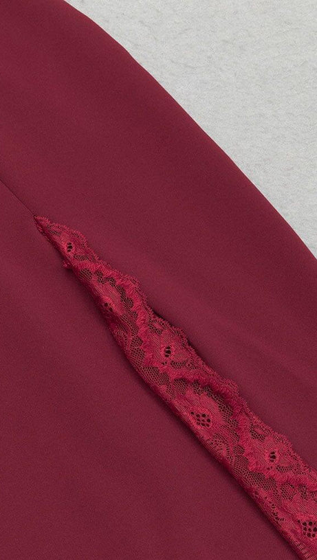 ABITO MIDI BUSTIER IN PIZZO CON SPALLE SCOPERTE ROSSO 