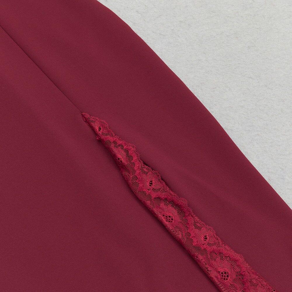 AIIZIE RED OFF SHOULDER LACE BUSTIER MIDI DRESS - product image