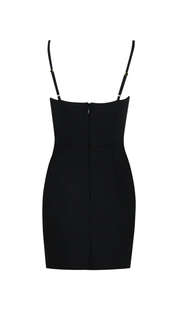 AIIZIE BANDAGE PEARL MESH MINI DRESS IN BLACK - product image