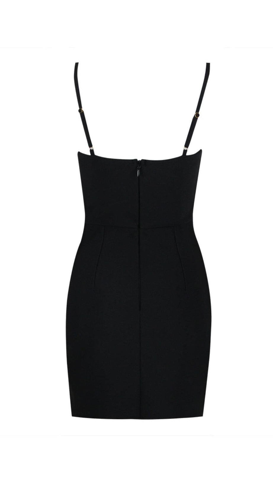 BANDAGE PEARL MESH MINI DRESS IN BLACK