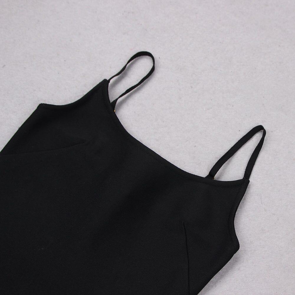 AIIZIE BANDAGE PEARL MESH MINI DRESS IN BLACK - product image