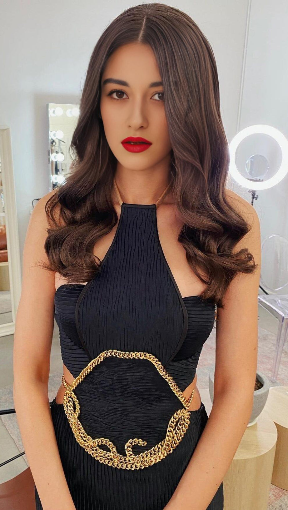 HALTER CHAIN MAXI DRESS IN BLACK