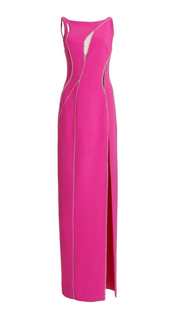 AIIZIE CRYSTAL WAVY CUTOUT THIGH-SLIT CADY GOWN - product image