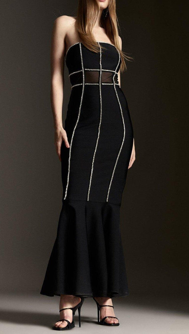 AIIZIE BANDAGE BANDEAU MESH KNIT MAXI DRESS - product image
