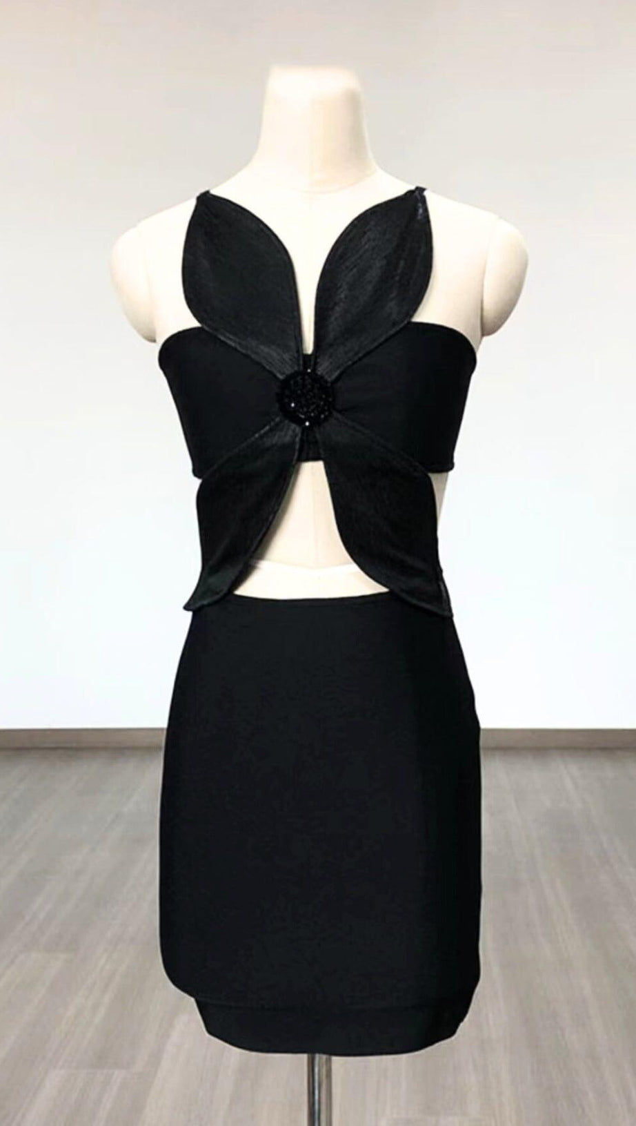 BONDED JERSEY CUT-OUT MINI DRESS