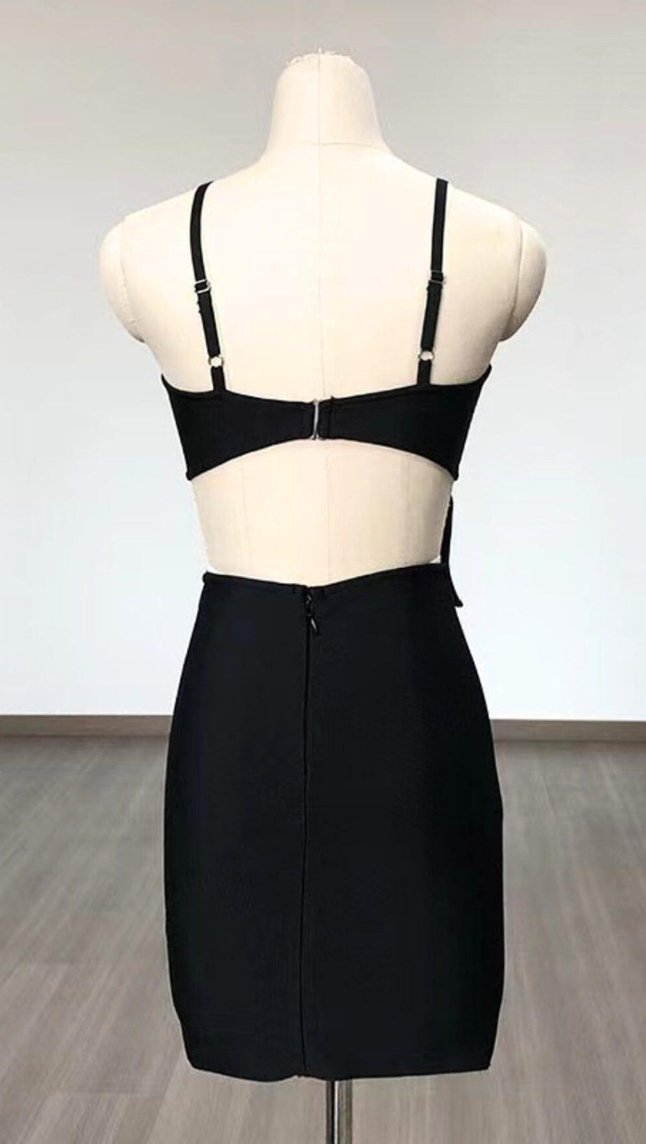 BONDED JERSEY CUT-OUT MINI DRESS