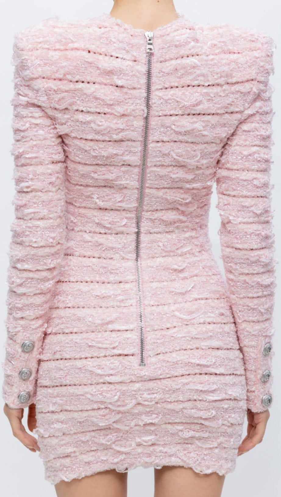 BOUCLE KNIT MINI DRESS IN PINK