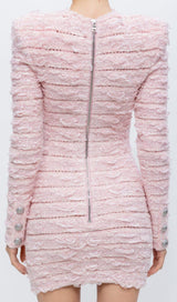 BOUCLE KNIT MINI DRESS IN PINK