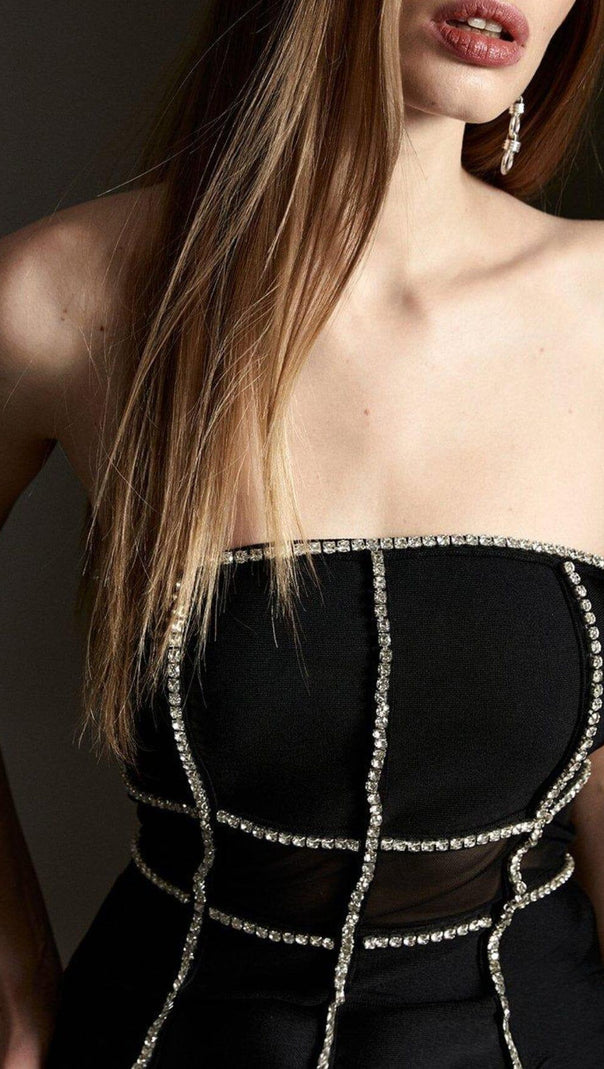 AIIZIE BANDAGE BANDEAU MESH KNIT MAXI DRESS - product image