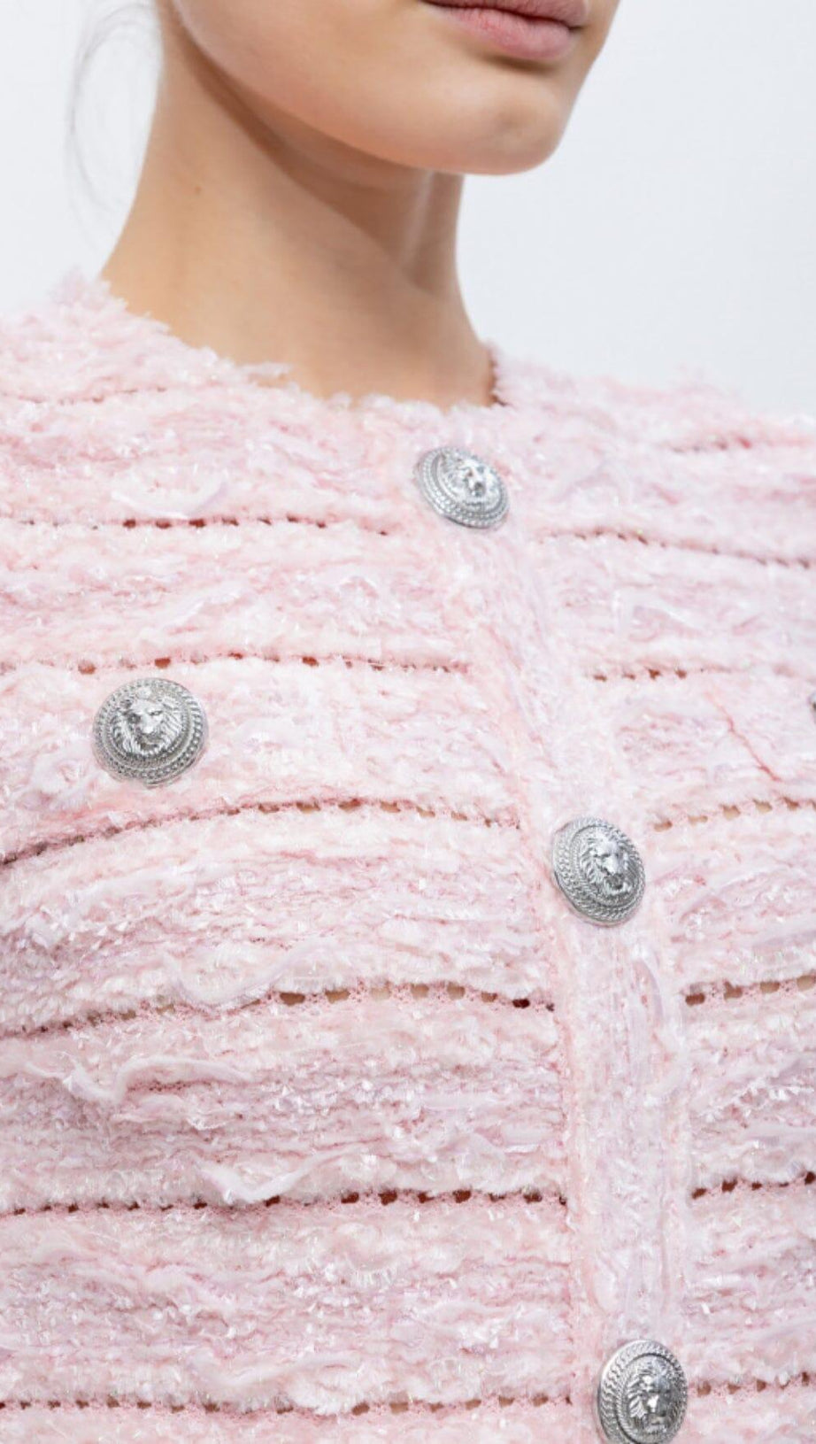 BOUCLE KNIT MINI DRESS IN PINK