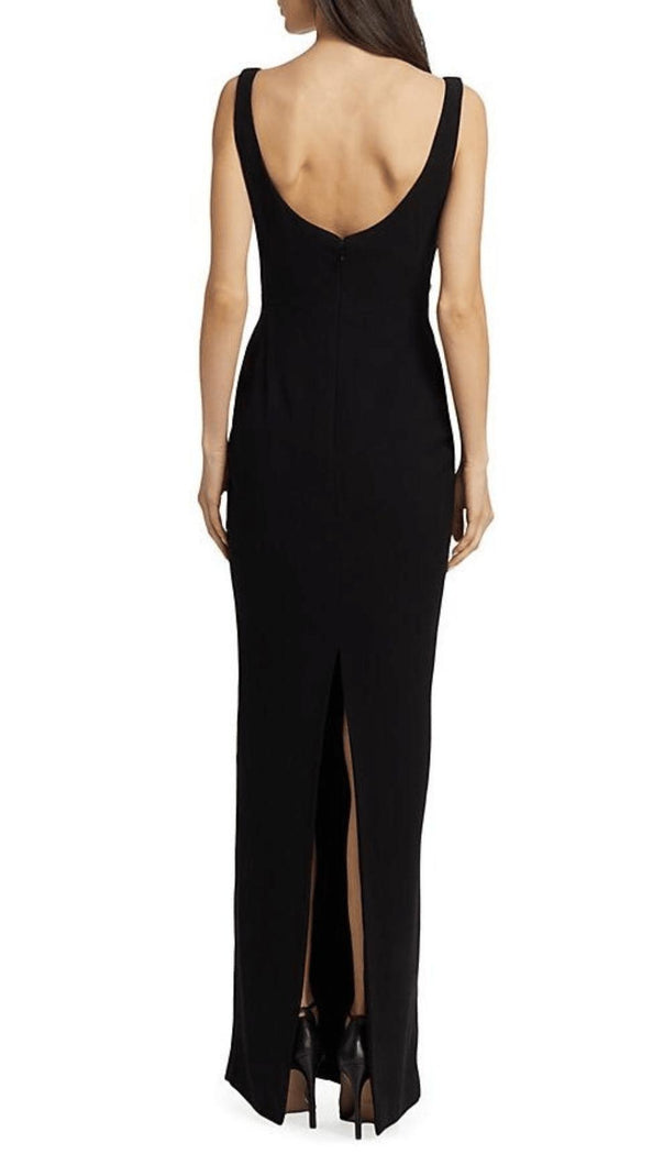AIIZIE BROOCH-EMBELLISHED SCOOPNECK GOWN IN BLACK - product image
