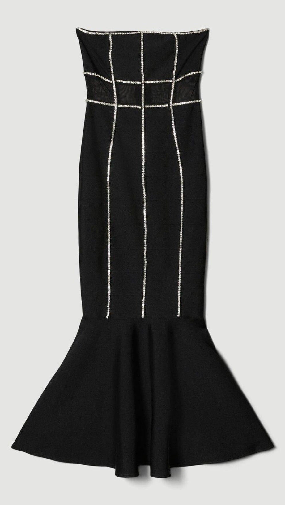 BANDAGE BANDEAU MESH KNIT MAXI DRESS