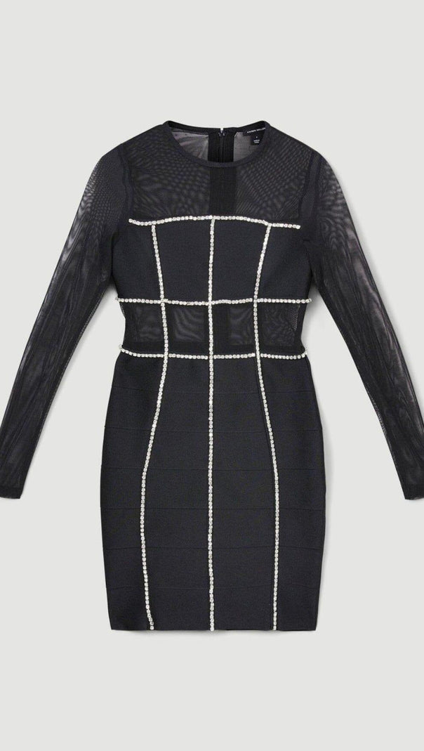 AIIZIE BANDAGE CUT OUT MESH KNITTED MINI DRESS - product image