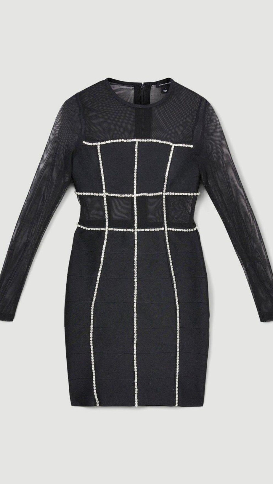 BANDAGE CUT OUT MESH KNITTED MINI DRESS