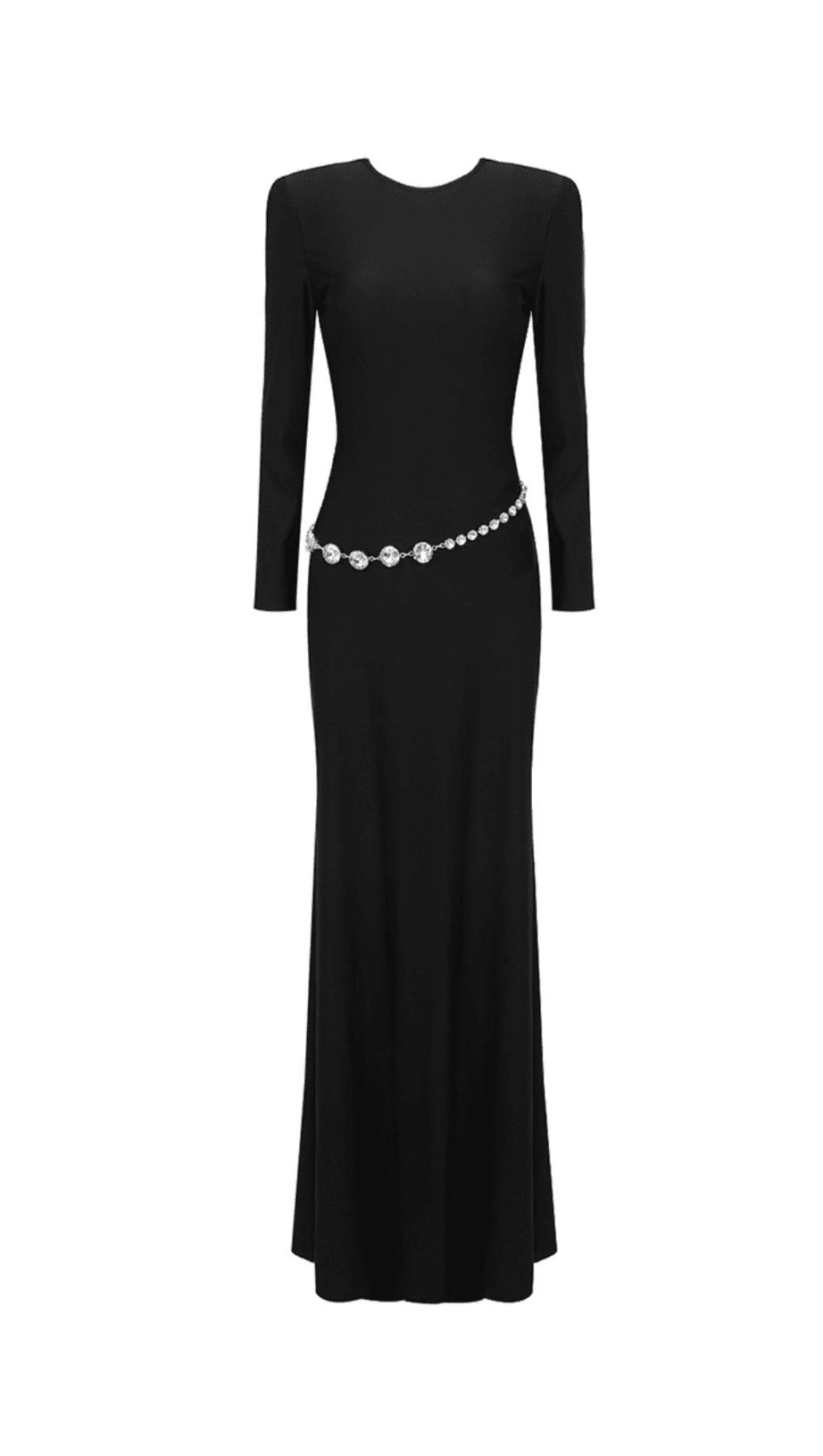 MAXIKLEID AUS JERSEY MIT KRISTALLVERZIERUNG