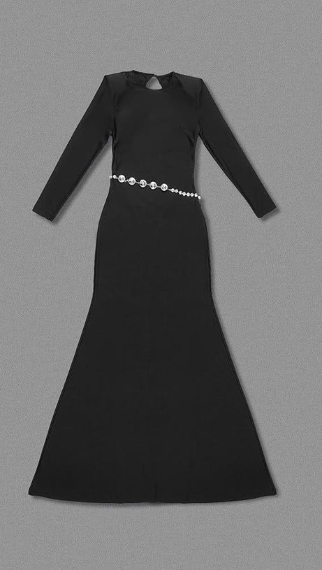 CRYSTAL EMBELLISHED MAXI DRESS IN JERSEY