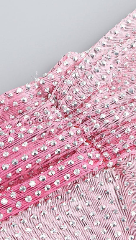 ABITO LUNGO CON STAMPA CONTORNO E CRISTALLI