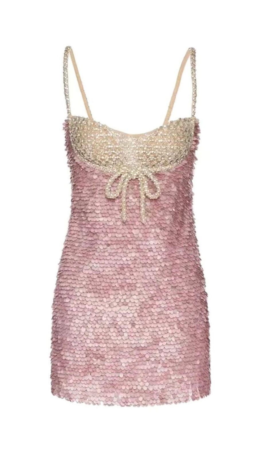 EMBELLISHED SEQUIN MINI DRESS IN PINK