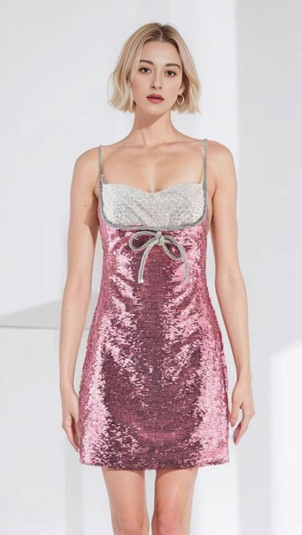 AIIZIE EMBELLISHED SEQUIN MINI DRESS IN PINK - product image