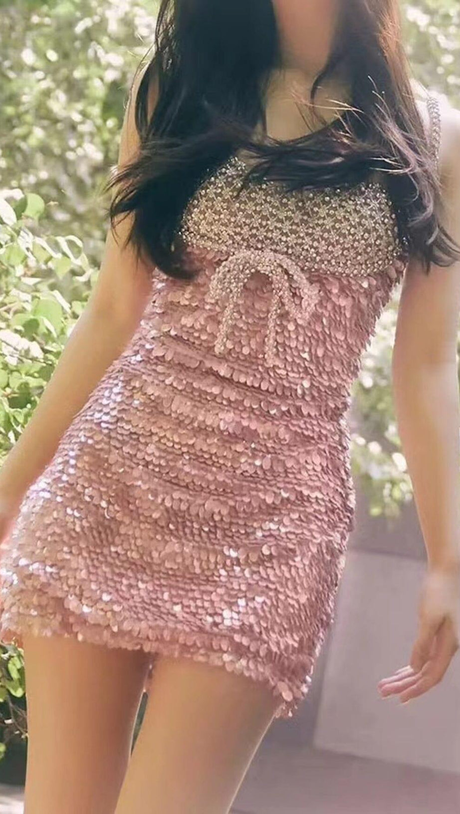 EMBELLISHED SEQUIN MINI DRESS IN PINK