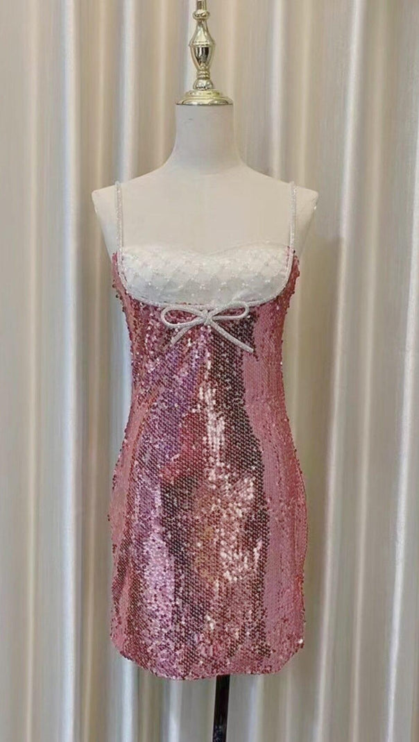 AIIZIE EMBELLISHED SEQUIN MINI DRESS IN PINK - product image