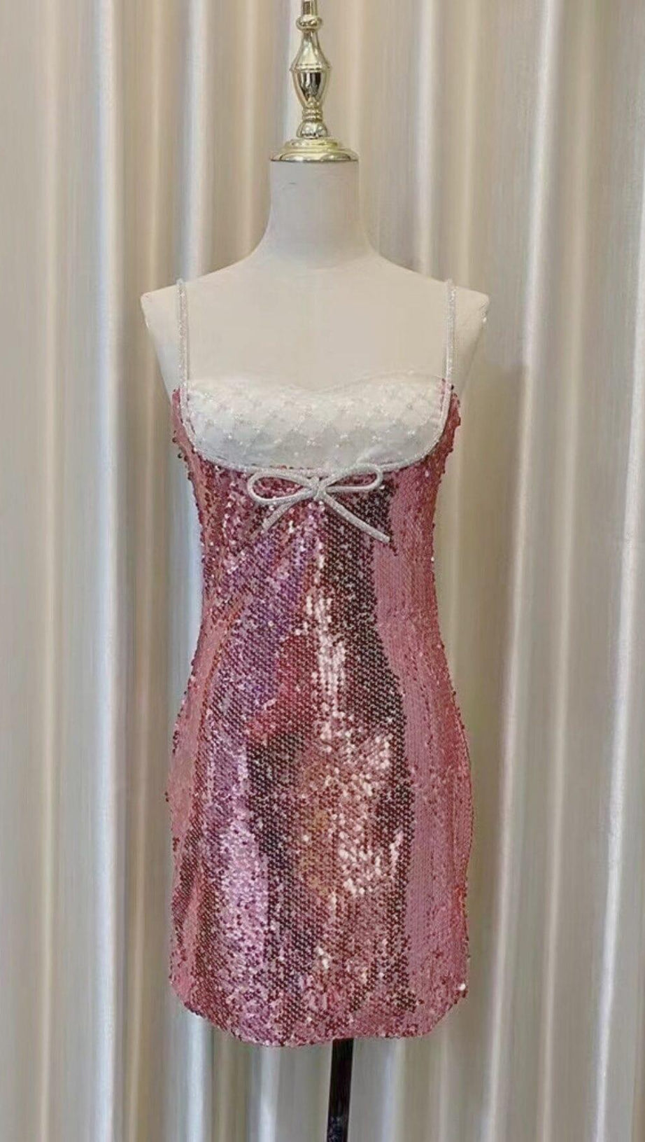 EMBELLISHED SEQUIN MINI DRESS IN PINK