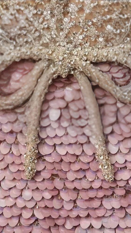 EMBELLISHED SEQUIN MINI DRESS IN PINK