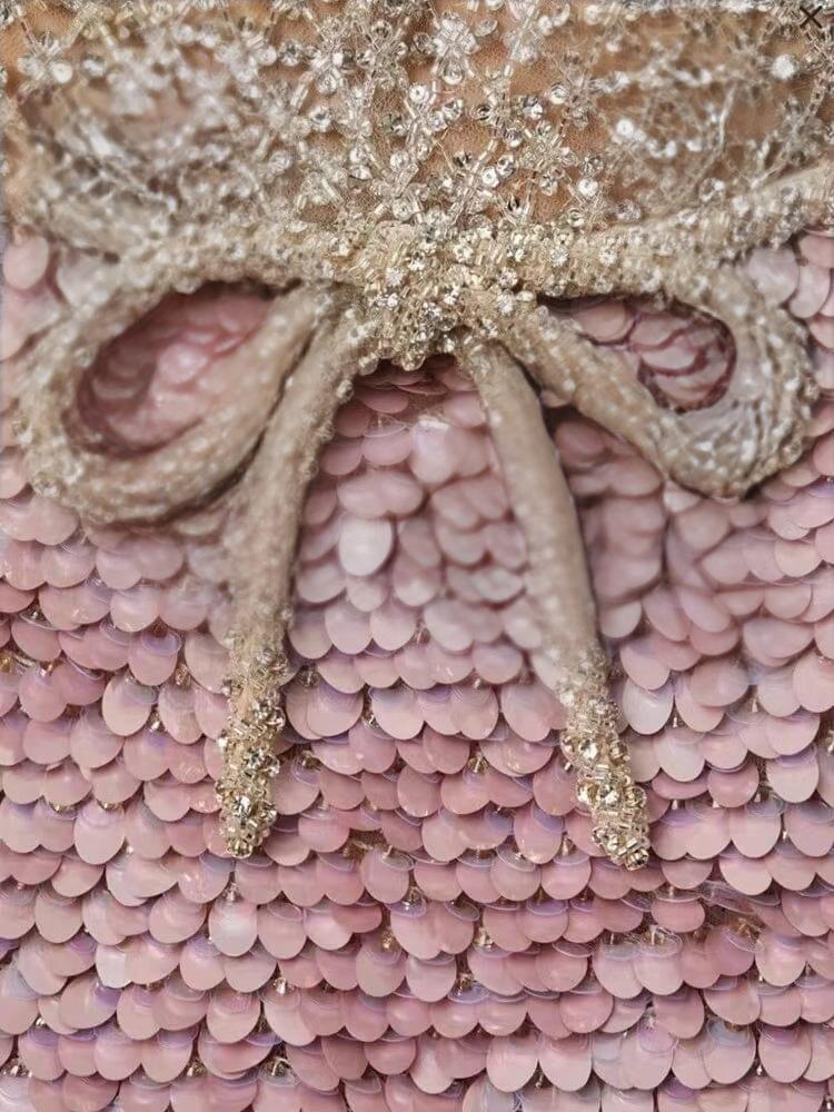 EMBELLISHED SEQUIN MINI DRESS IN PINK