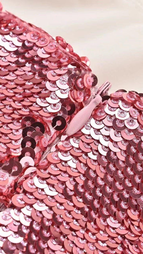 EMBELLISHED SEQUIN MINI DRESS IN PINK