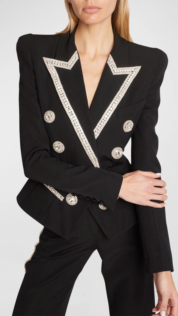 AIIZIE EMBROIDERED 8-BUTTON DOUBLE-BREASTED JACKET SUIT - product image