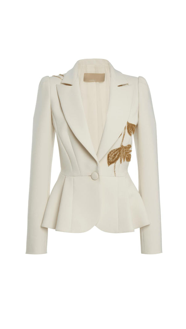 AIIZIE EMBROIDERED PEPLUM BLAZER IN WHITE - product image