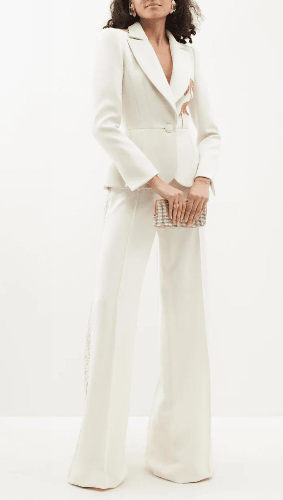 EMBROIDERED PEPLUM BLAZER IN WHITE