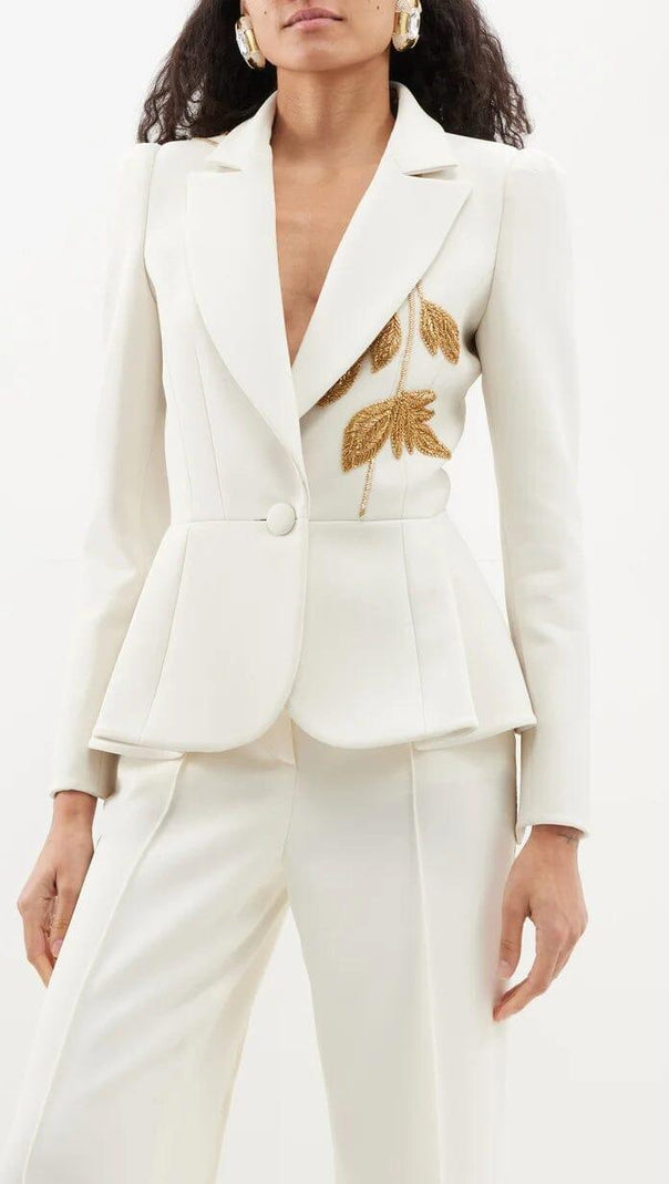 AIIZIE EMBROIDERED PEPLUM BLAZER IN WHITE - product image
