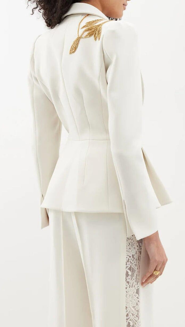 AIIZIE EMBROIDERED PEPLUM BLAZER IN WHITE - product image