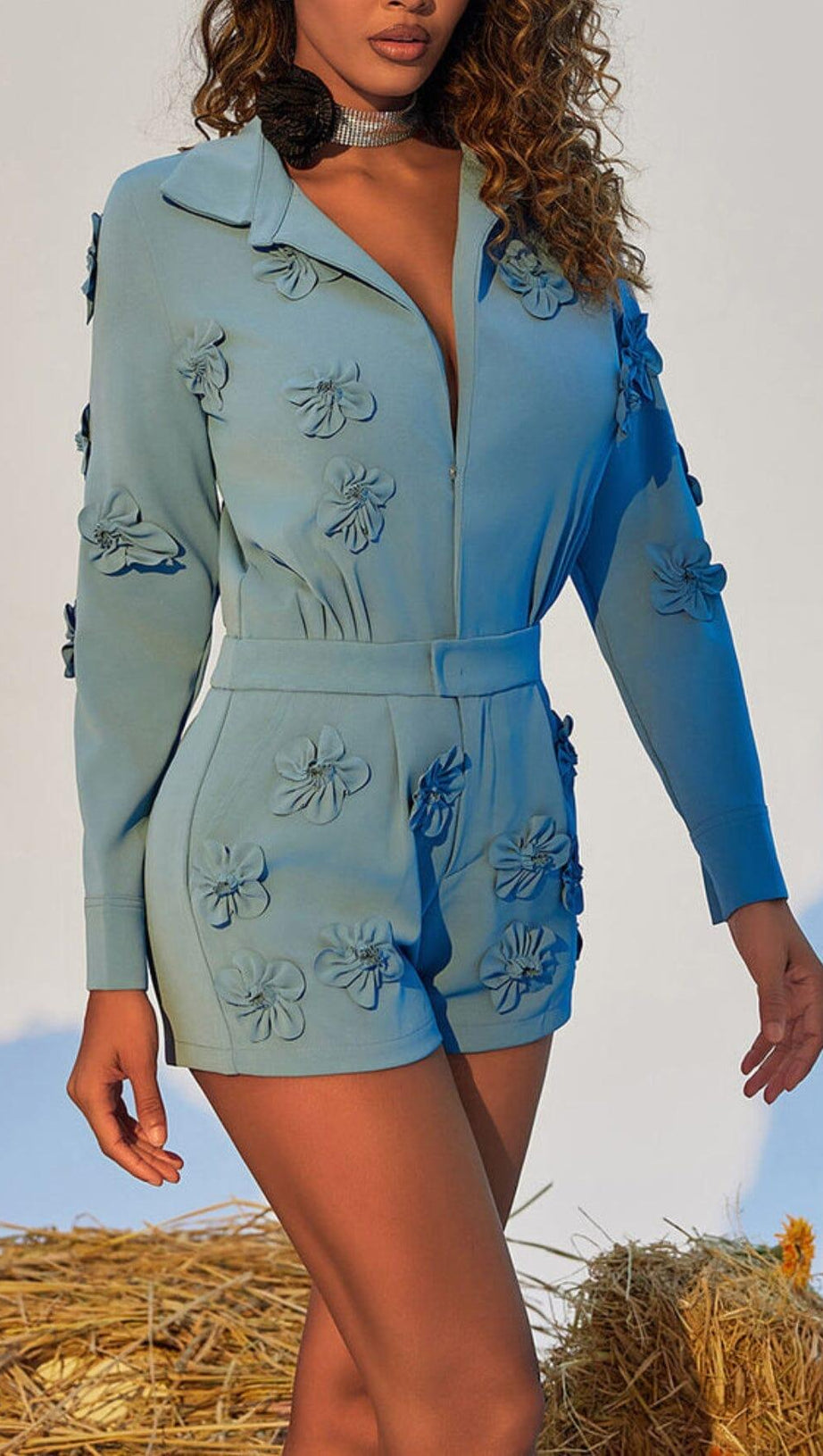 FLORAL EMBELLISHED ROMPER