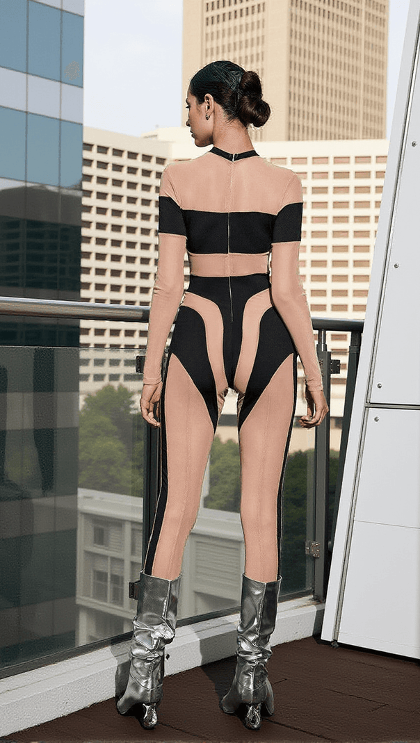 AIIZIE LEATRICE SQUARE STRIPE JUMPSUIT - product image