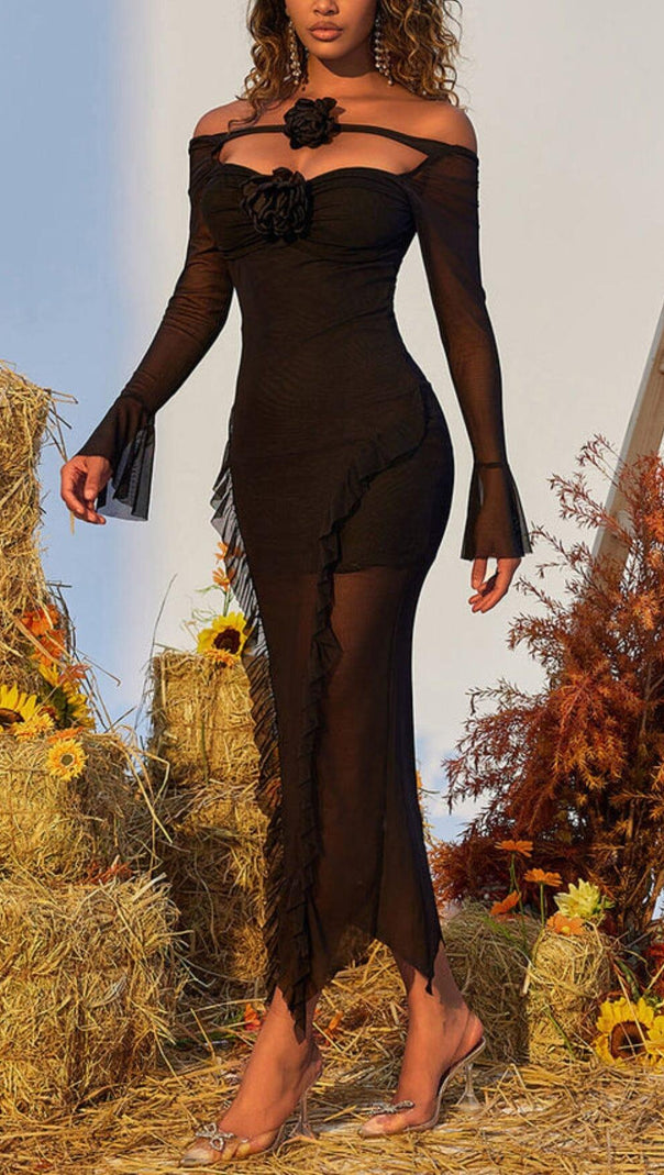 AIIZIE FLOWER RUFFLE MESH DRESS - product image