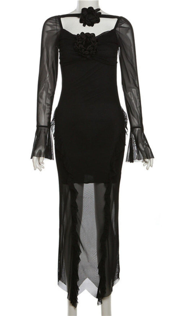 AIIZIE FLOWER RUFFLE MESH DRESS - product image