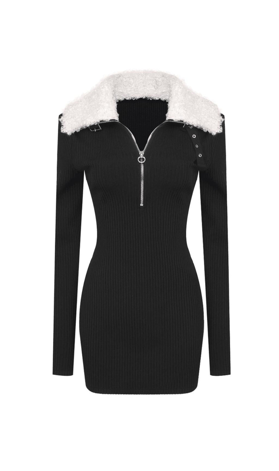 MINI ABITO IN MAGLIA CON COLLETTO MORBIDISSIMO E ZIP