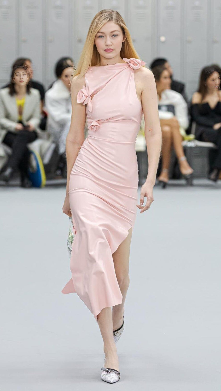 GLAM WITH EDGY SKINTIGHT LATEX GOWN IN PINK