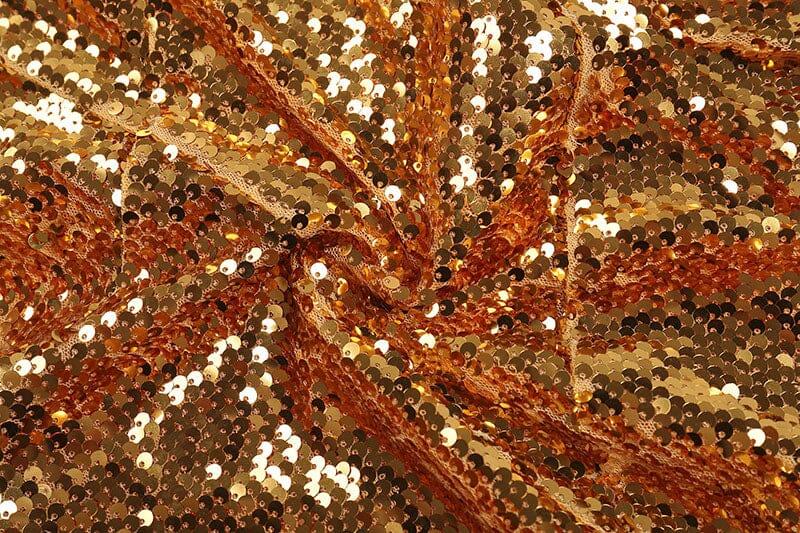 ABITO MIDI ASIMMETRICO SENZA SPALLINE CON PAILLETTES ORO 