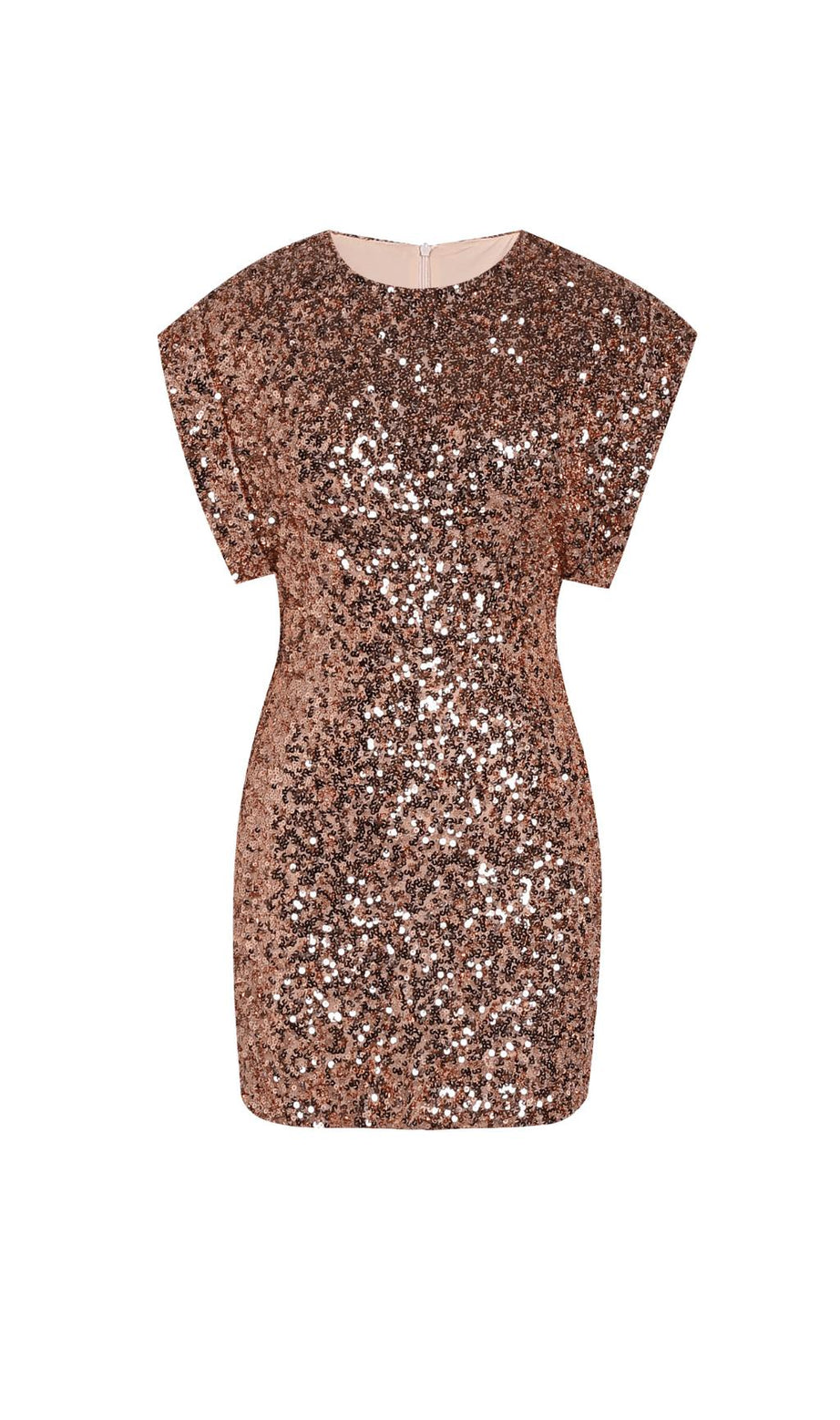 MINI ABITO SENZA MANICHE CON PAILLETTES ORO