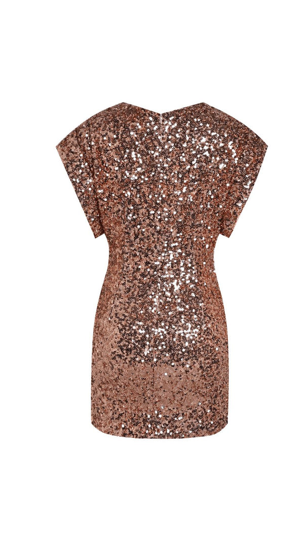 AIIZIE GOLD SEQUIN SLEEVELESS HIP MINI DRESS - product image