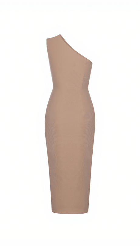 Maya – One-Shoulder-Bandage-Kleid in Nude