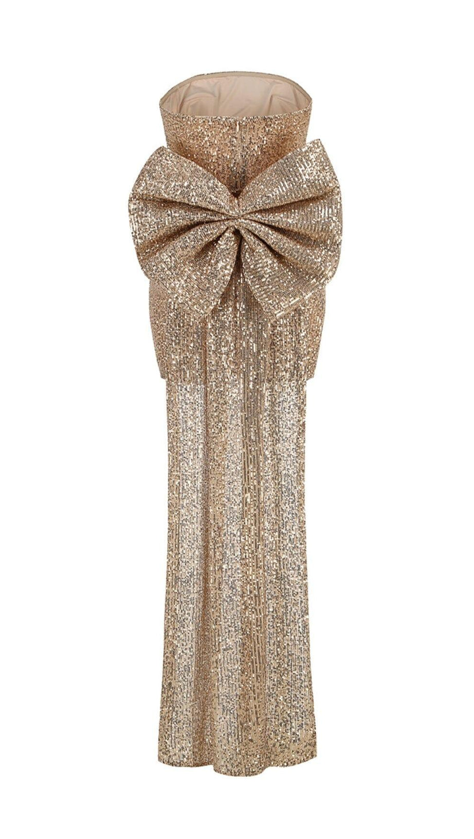 MINI ABITO CON FIOCCO SENZA SPALLINE ORO 