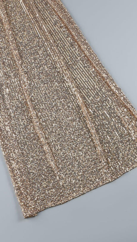 MINI ABITO CON FIOCCO SENZA SPALLINE ORO 