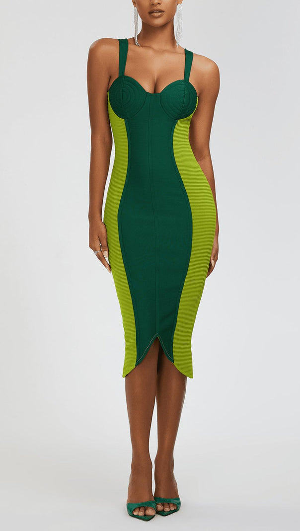 AIIZIE GREEN BANDAGE SLIP MIDI DRESS - product image