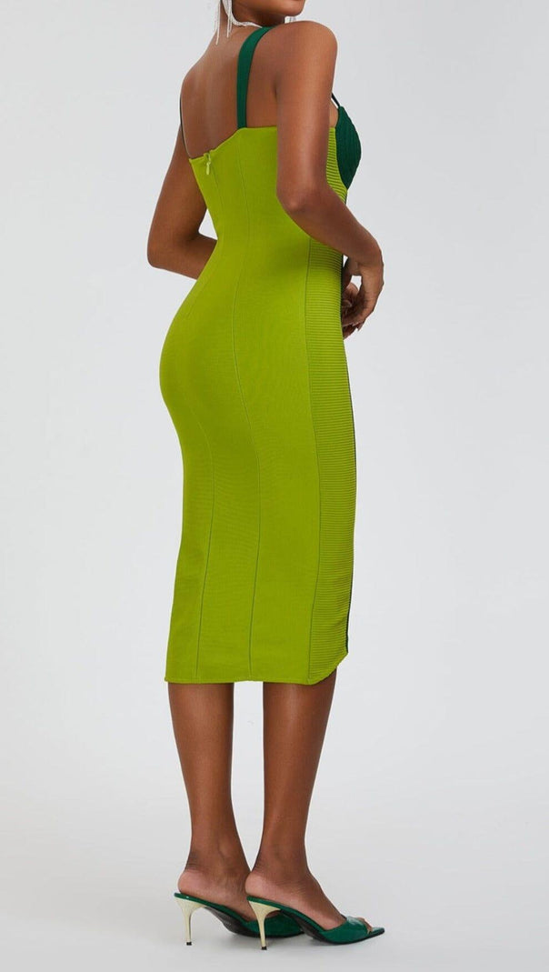 AIIZIE GREEN BANDAGE SLIP MIDI DRESS - product image