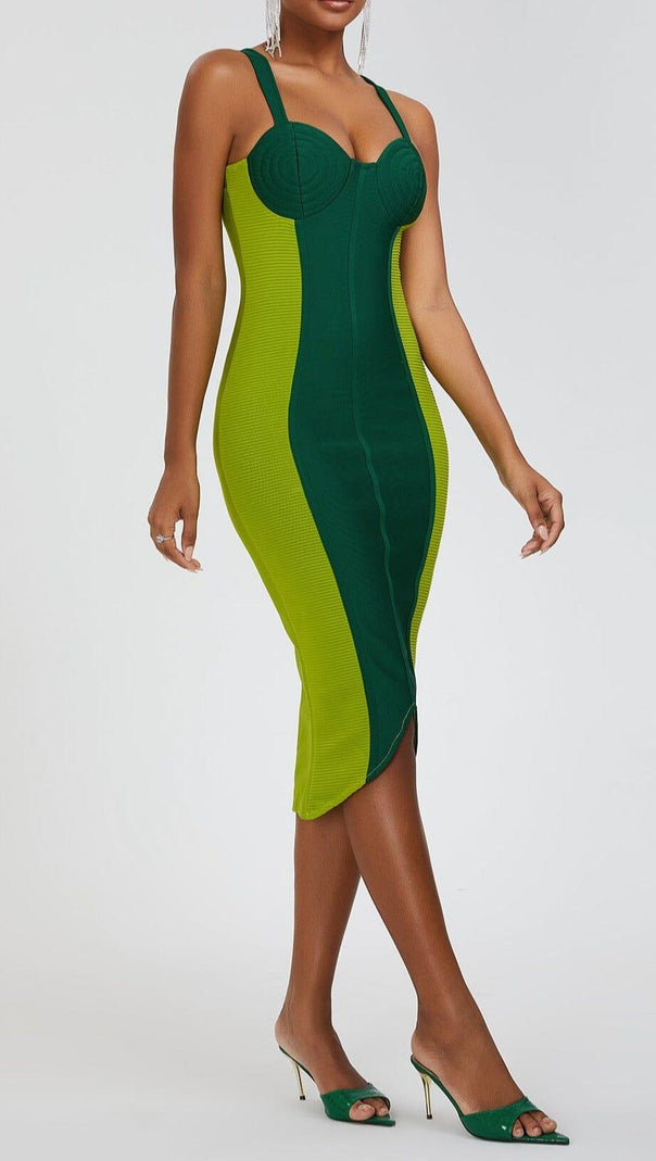 AIIZIE GREEN BANDAGE SLIP MIDI DRESS - product image
